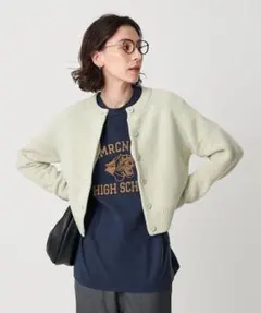 BEAUTY&YOUTH コットンナイロンスラブ フロントボタン カーディガン