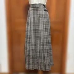 グローバルワーク　グレー系チェック プリーツロングスカート