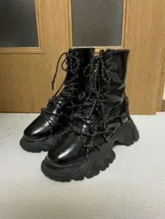 超美品》ステラマッカートニー 厚底 ブーツ サイドジップ ビブラム 黒 