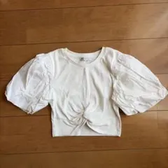 ZARA リブニット　パフスリーブ　ショート丈