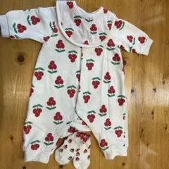 値下げします。BREEZE 赤いお花柄ロンパース