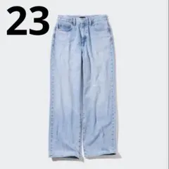 ☆美品 UNIQLO ワイドストレートジーンズ ライトブルー 23 丈短め