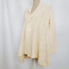 a827　ロペピクニック　ケーブルニットカーディガン　38　ショールカラー