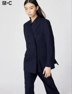 UNIQLO C ダブルテーラードジャケット ネイビー 2025年モデル S - メルカリ