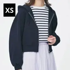 GU　クロップドスウェットフルジップパーカ　XS　ブラック