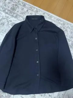 ユニクロ　ブラッシュドジャージーシャツジャケット　ネイビー　Sサイズ