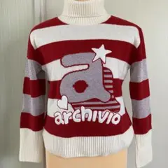 archivio ストライプ タートルネックセーター