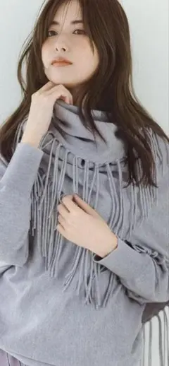 ソフトウールハイゲージドルマンスリーブニットとストールのセット　自由区