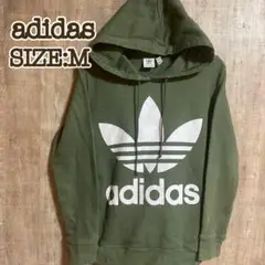 adidas アディダス プルオーバーパーカー カーキ オリーブ ビッグロゴ M