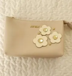 MARY QUANT 花モチーフ ポーチ ベージュ