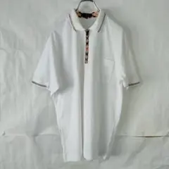 DAKS ポロシャツ ホワイト チェック柄 ハーフジップ Lサイズのサムネイル