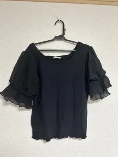 アプレジュール Tシャツ ブラウス シースルー袖 黒 かわいい ホビ垢 ホビのサムネイル