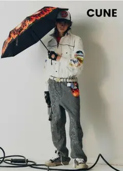【試着のみ】CUNE ペインターパンツ ヒッコリー サイズ１のサムネイル