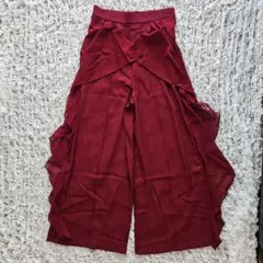シースルーワイドパンツ ワイン ウエストゴムで楽チン