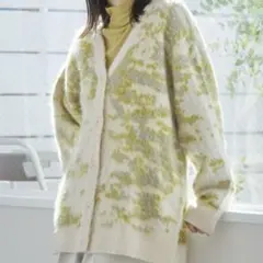 nikoand... ニコアンド ジャガード ビッグVネック　カーディガン