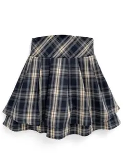 ★GRL★グレイル★インパン裏地付ティアードチェックミニスカート★ネイビー★新品