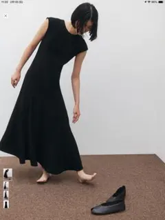 タグ付きZWクレープ素材ロングワンピースL