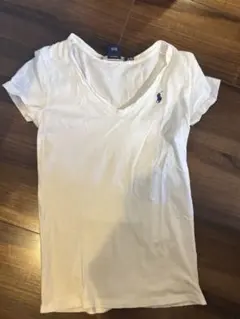 ポロ・ラルフ・ローレン ホワイトVネックTシャツ