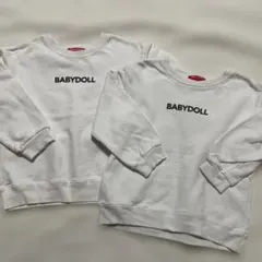 BABYDOLL トレーナー 110 ホワイト　双子　2枚組　王冠ロゴ　男の子