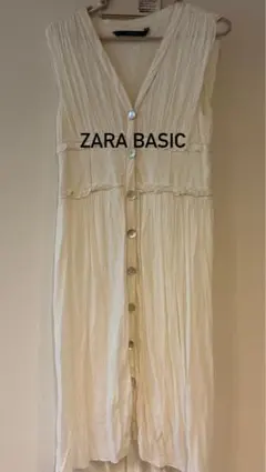 ZARA BASIC ノースリーブシャツワンピース M ホワイト