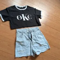 WEGO ロゴTシャツ ダメージショートパンツ セットアップ