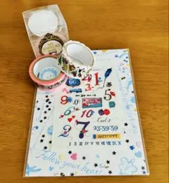 フェリシモガラフル ねこ音符マステ＆数字転写シールセット