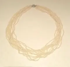 淡水パール ロングネックレス　10連 シルバー刻印