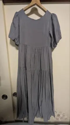 グレー 半袖 ワンピース ロング