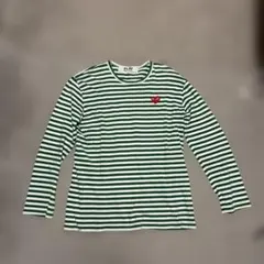 PLAY 꼼데가르송 ボーダー 長袖カットソー XL 緑