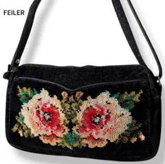 FEILERフェイラー　ハンドバッグ　ショルダー　ポーチ　ブラック　シェニール織