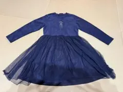 BeBe ネイビー バレエシューズ刺しゅうチュール切替ワンピース