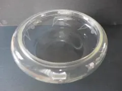 時代物　戦前　平形ガラス花飾り　ガラス花器　花絵柄切子入り　和ガラス　レトロ