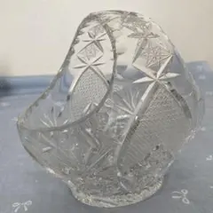 ボヘミアクリスタル カットガラス フルーツバスケット ハンドル付き 大型23cm ボヘミアクリスタル カットガラス バスケット ハンドル付き 大型23cm