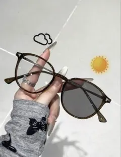 調光サングラス　クリアレンズ 男女兼用UV紫外線　即日発送