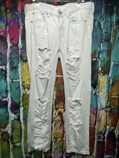 AZUL basic アズール ダメージデニムパンツ size S