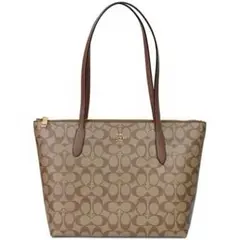 極美品 COACH トートバッグ PVC ブラウン シグネチャー F58292のサムネイル