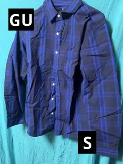 GU★ブルー、ギンガムチェック★カジュアルネルシャツ★Sサイズ