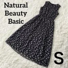 NATURAL BEAUTY BASIC 花柄 マジョリカプリーツワンピース Ｓ