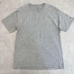 champion【L】アメリカ USA ロゴTシャツ 袖 グレー