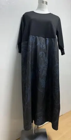 2256着物リメイク　大島紬　ワンピース　 M