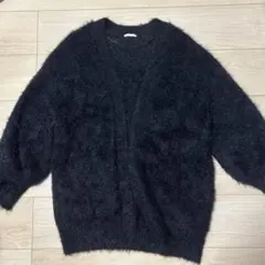 ダークグレー ファー風オーバーサイズセーター