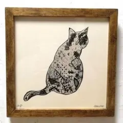 特価❗️今月ラス2❗手作り額付き作品　title「黄昏猫」のサムネイル
