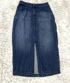 ダークブルー　スリット　デニム　スカート Mサイズ　タイトスカート