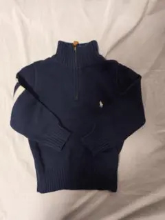 ラルフローレン ハーフジップニット セーター 刺繍ロゴ ネイビー キッズ 100