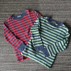 ポロラルフローレン長袖カットソー 2枚セット 赤ストライプと緑ストライプ