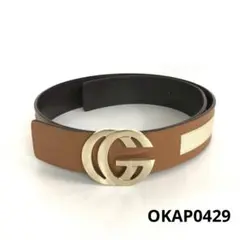 GUCCI グッチ ダブルG ベルト 212956 ブラウン ベージュ レザー
