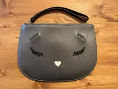【匿名配送】FURLA キャットフェイス　クラッチバッグ　ポーチ グレー