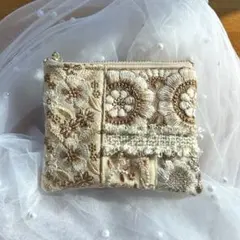 No.139◎インド刺繍リボン　フラットポーチ