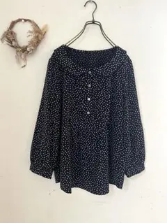 IENA イエナ ドット丸襟ブラウス ネイビーホワイト