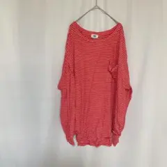 1点もの☆Old Navy レッド/ホワイトストライプ 長袖Tシャツ 【XXL】